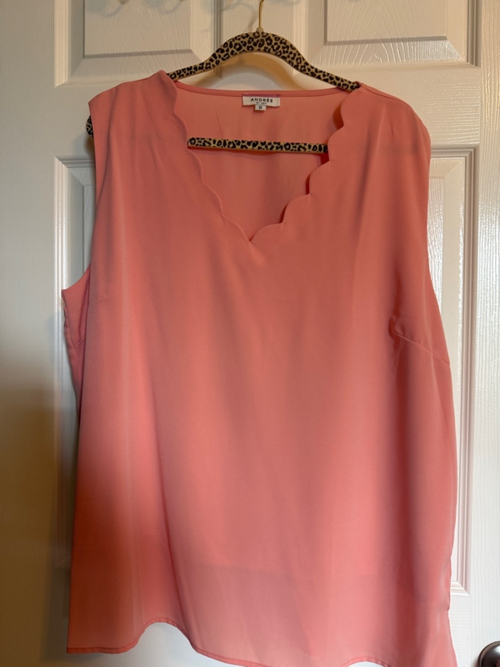 Andree Coral Pink Scallop V-Neck Sleeveless Camisole